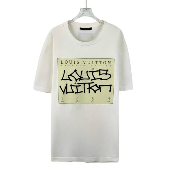 Louis Vuitton White Graphic Print T-Shirt XXL 100% Cotton Made In Italy - Picture 1 of 8